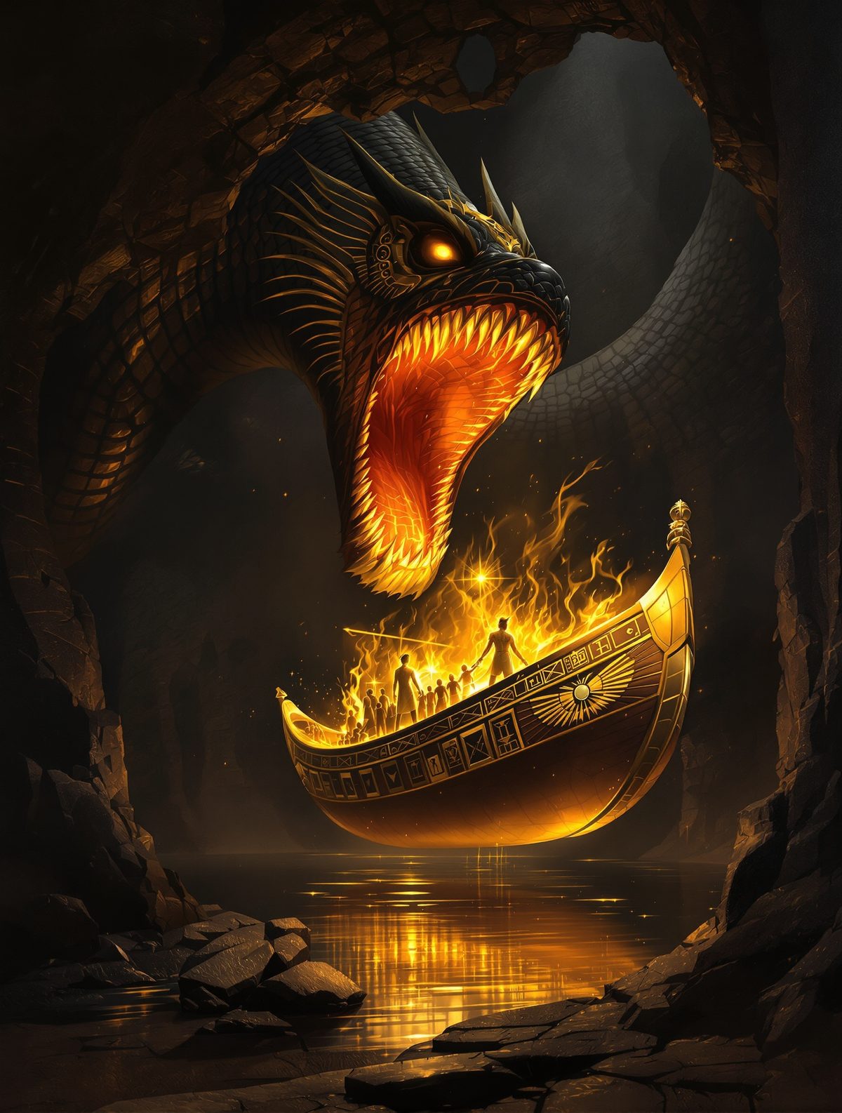 Apep Swallows Ra's Solar Barge — The Serpent Who Devours the Sun