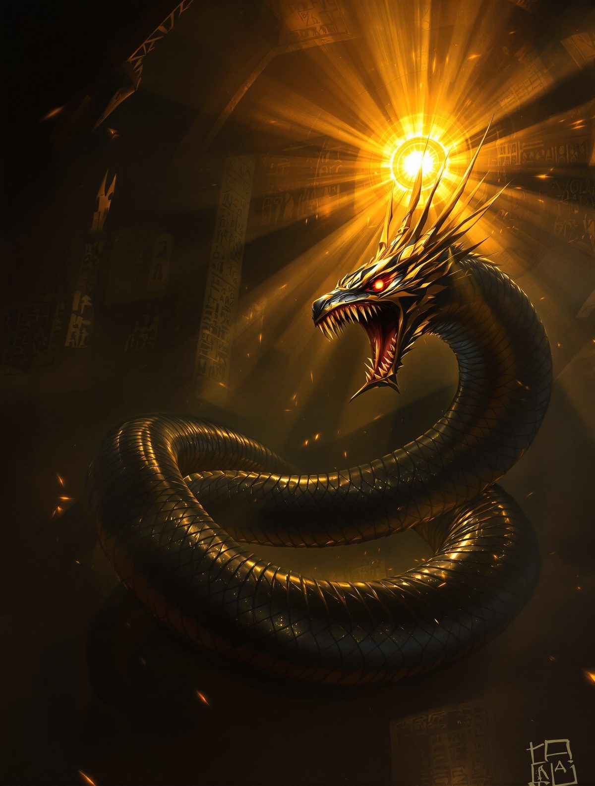 Apophis devours Ra's solar barge in the underworld each night