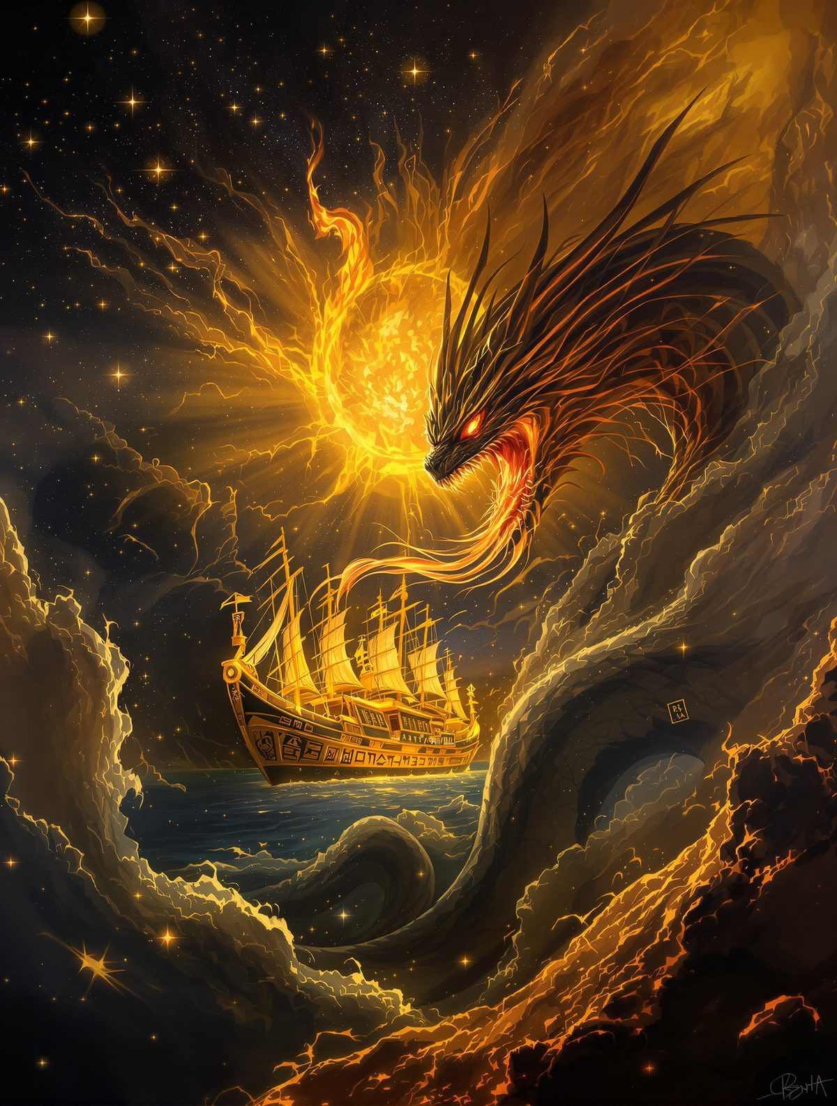 Apophis Devours Ra's Solar Barge — The Serpent Who Swallows the Sun