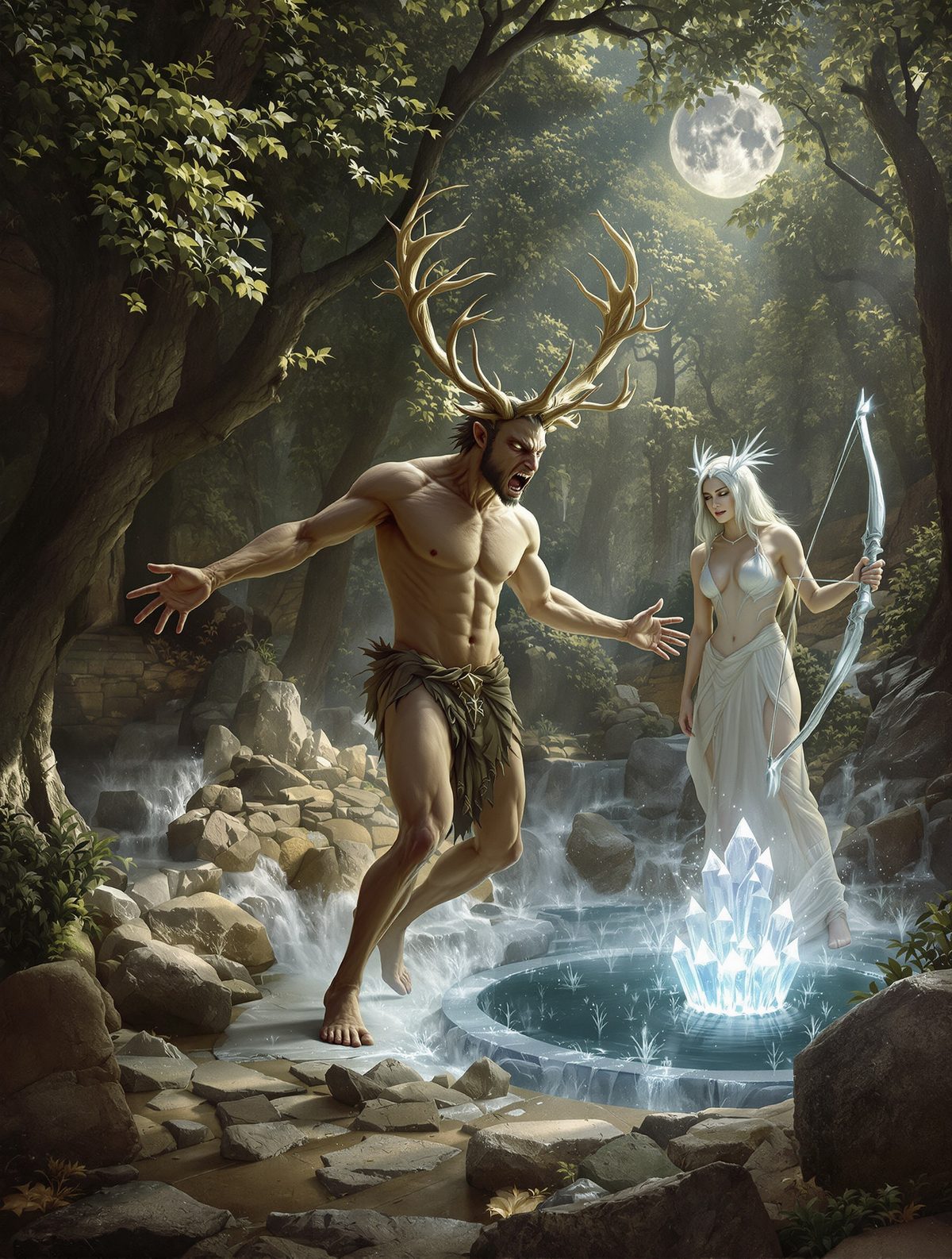 Artemis Turns Actaeon Into a Stag — The Hunter Becomes the Hunted