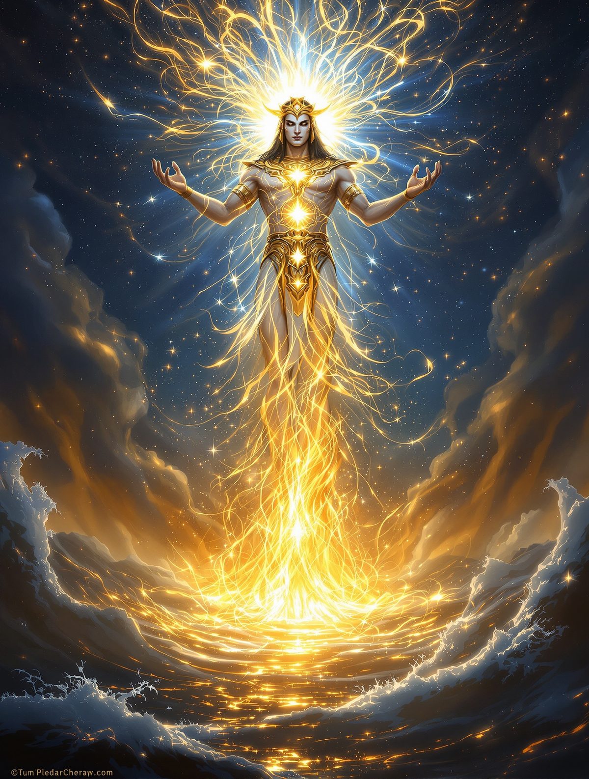 Atum pleasures himself to birth the first gods from divine seed