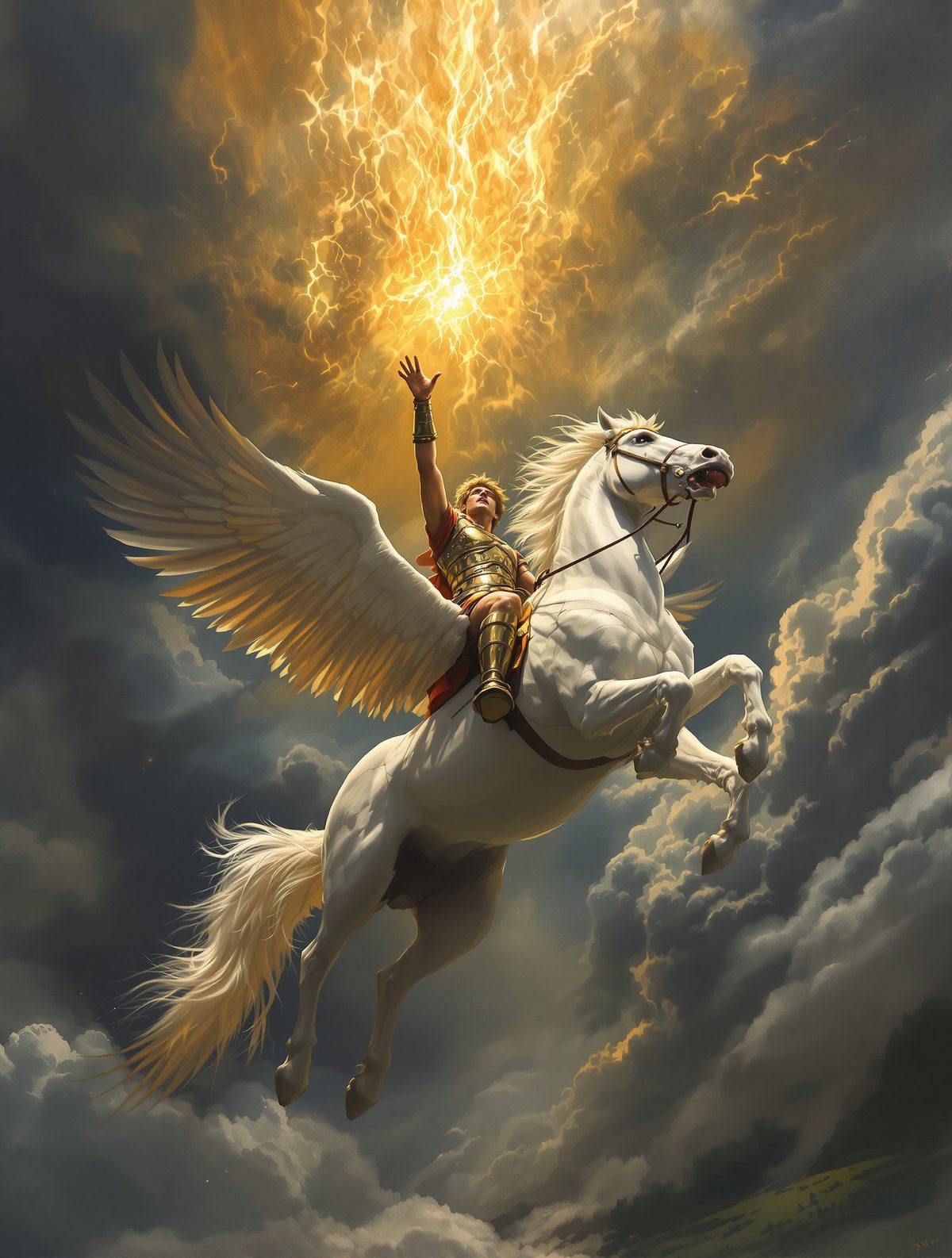 Bellerophon Rides Pegasus Toward Olympus — and Falls