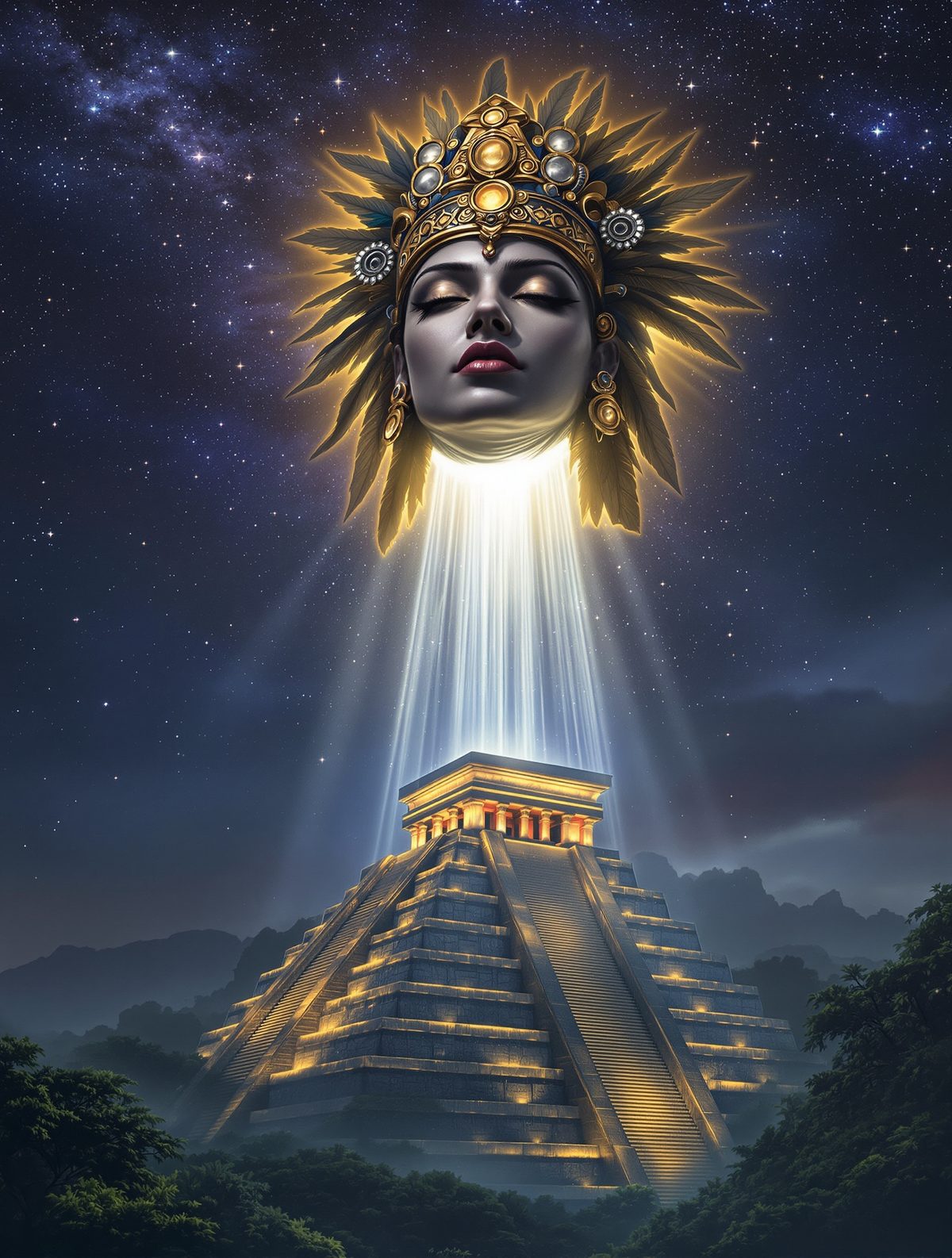 Coyolxauhqui's severed head becomes the moon after her brother's rage