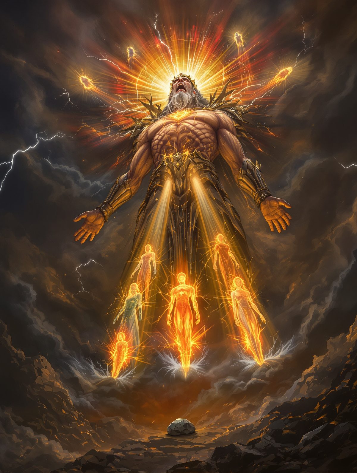 Cronus Vomits His Children — The Titan Undone by a Stone