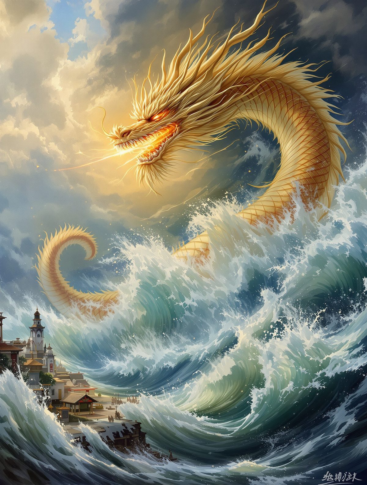 Dragon King Ao Guang floods the world in rage over his son's murder