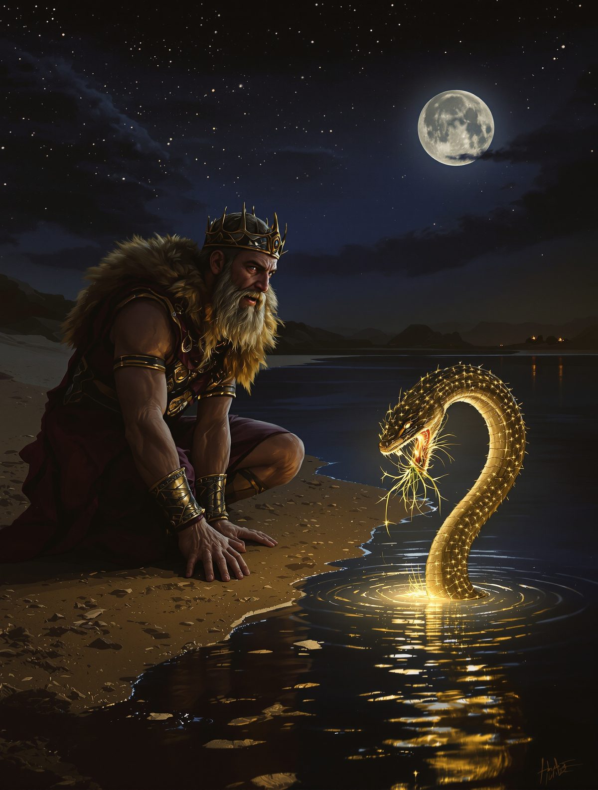Gilgamesh Finds the Plant of Immortality — a Snake Steals It