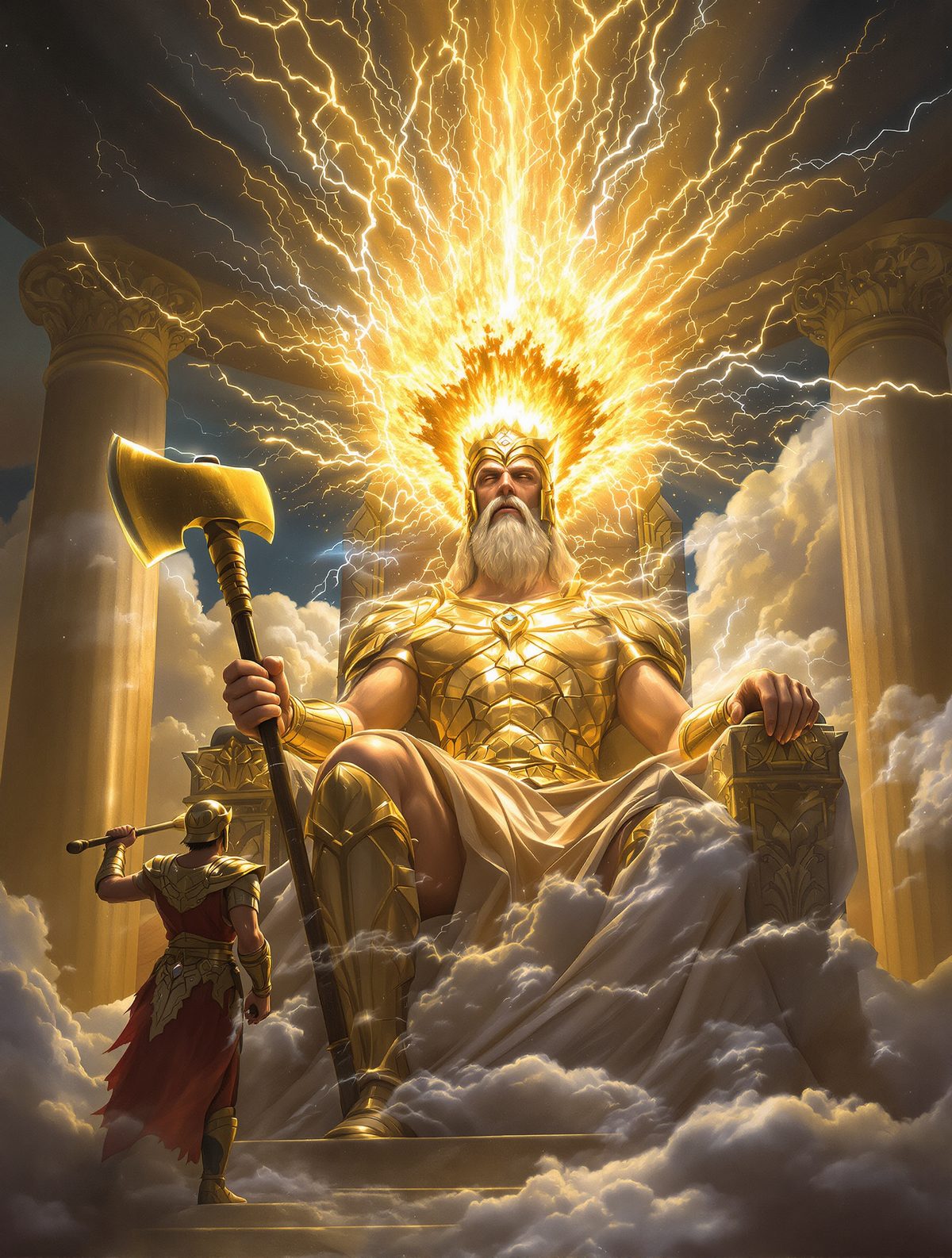 Hephaestus Splits Zeus's Skull — Athena Bursts Out Armed