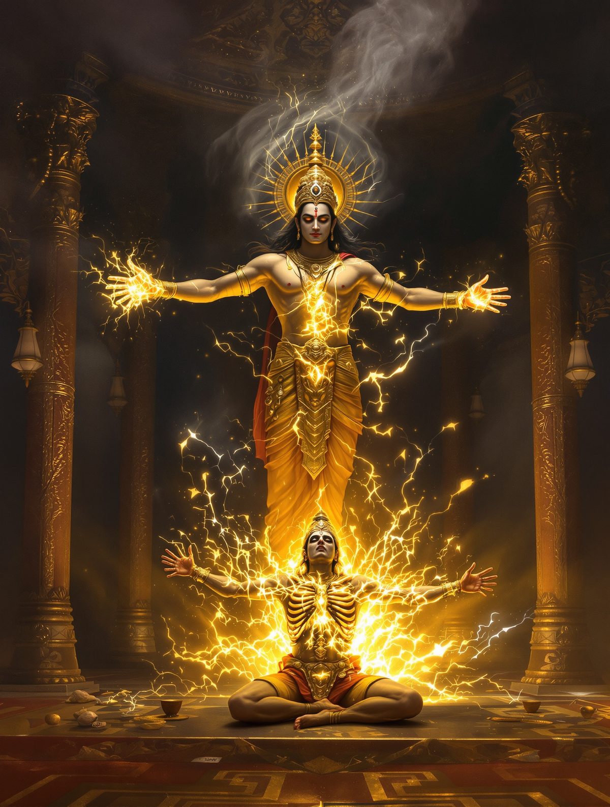 Indra cuts off Dadhichi's head to forge the ultimate weapon