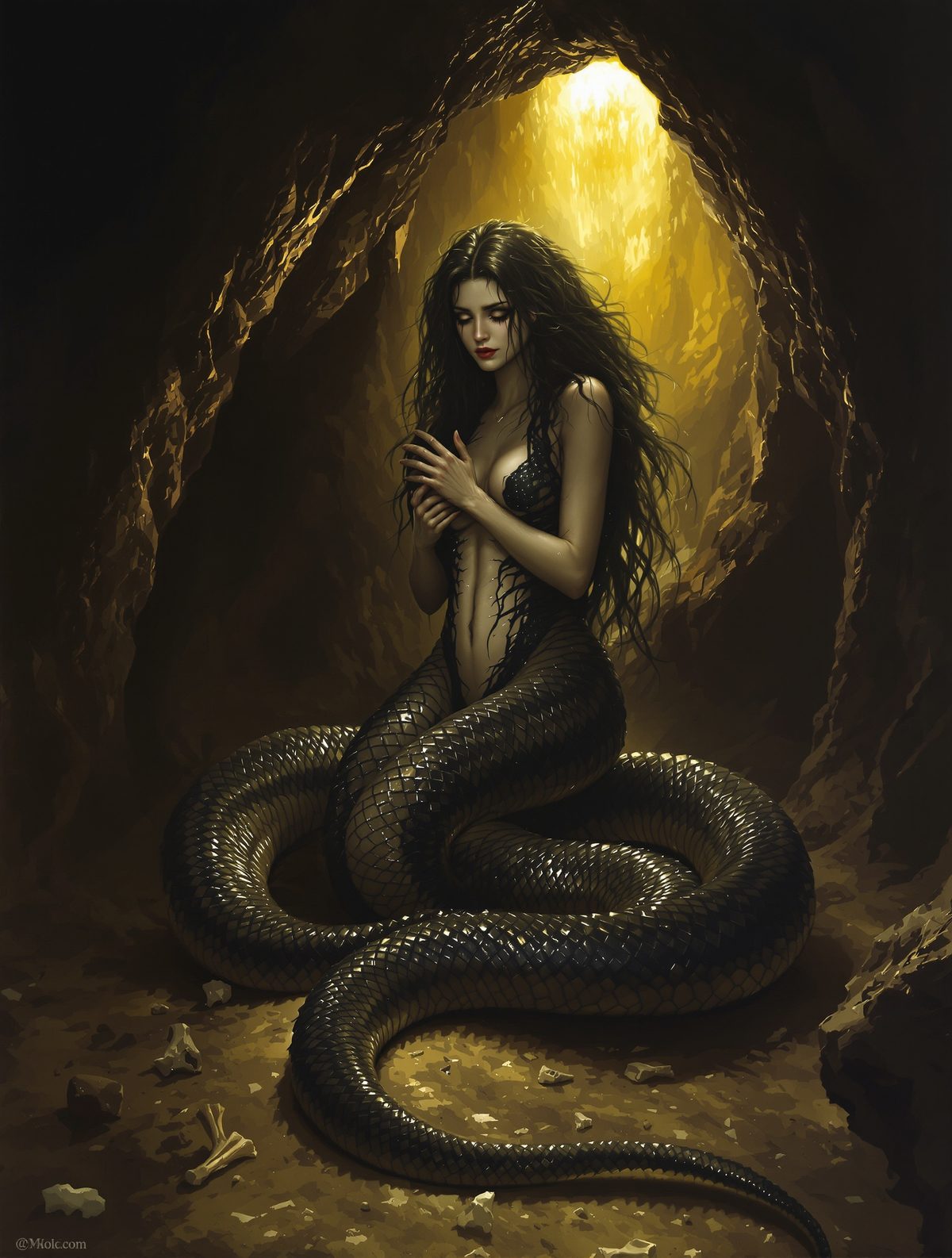 Lamia devours children after Hera's jealousy transforms her into a monster