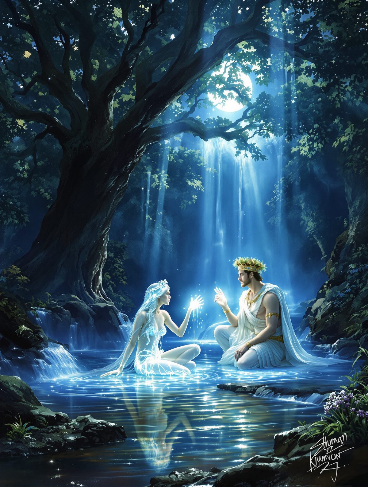 Numa Pompilius meets the nymph Egeria in her sacred grove