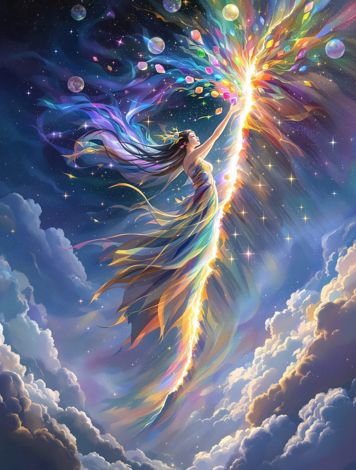Nüwa Melts Rainbow Stones — The Goddess Who Mended Heaven's Crack