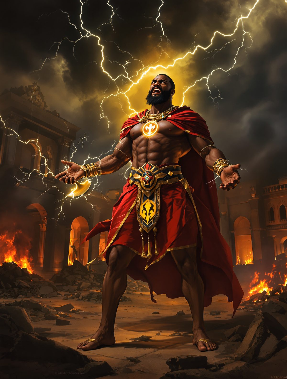 Shango accidentally kills his own wives with a thunderstone in rage